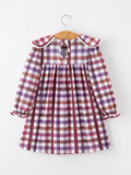 Fall Plaid Petals Collar Girls Dress - 2