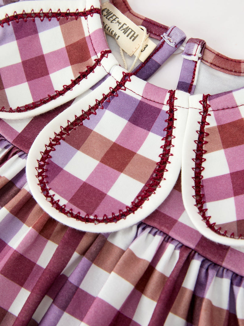 Fall Plaid Petals Collar Girls Dress - 3