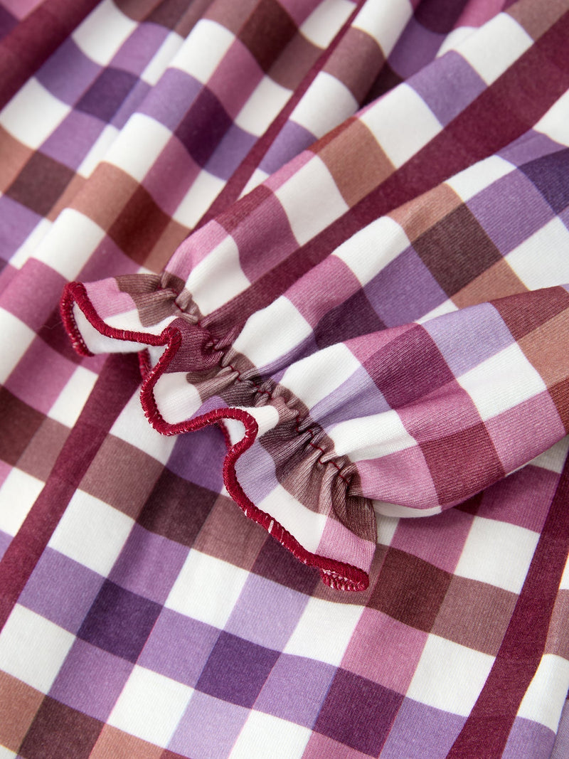 Fall Plaid Petals Collar Girls Dress - 4
