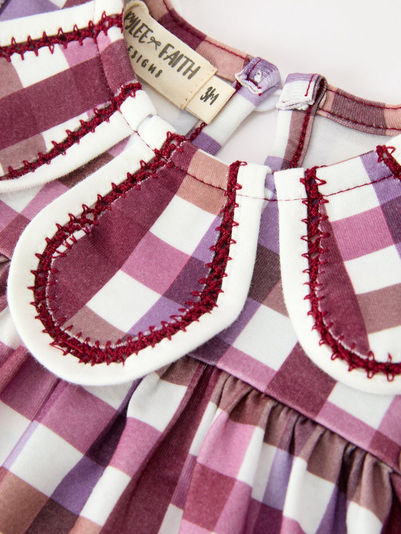 Fall Plaid Petals Collar Girls Bloomer Set - 3
