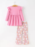 Halloween Ghost Girls Bell Bottom Pant Set Ruffle - 2