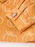 Fall Girls Pumpkin Print Bow Denim Jacket - 5