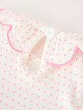 Christmas Smocked Baby Girl Bubble Romper Embroidered Ruffle Collar - 5