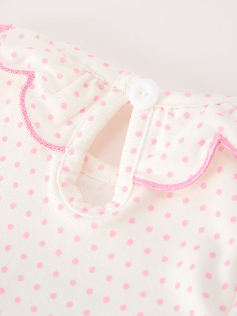 Christmas Smocked Baby Girl Bubble Romper Embroidered Ruffle Collar - 5