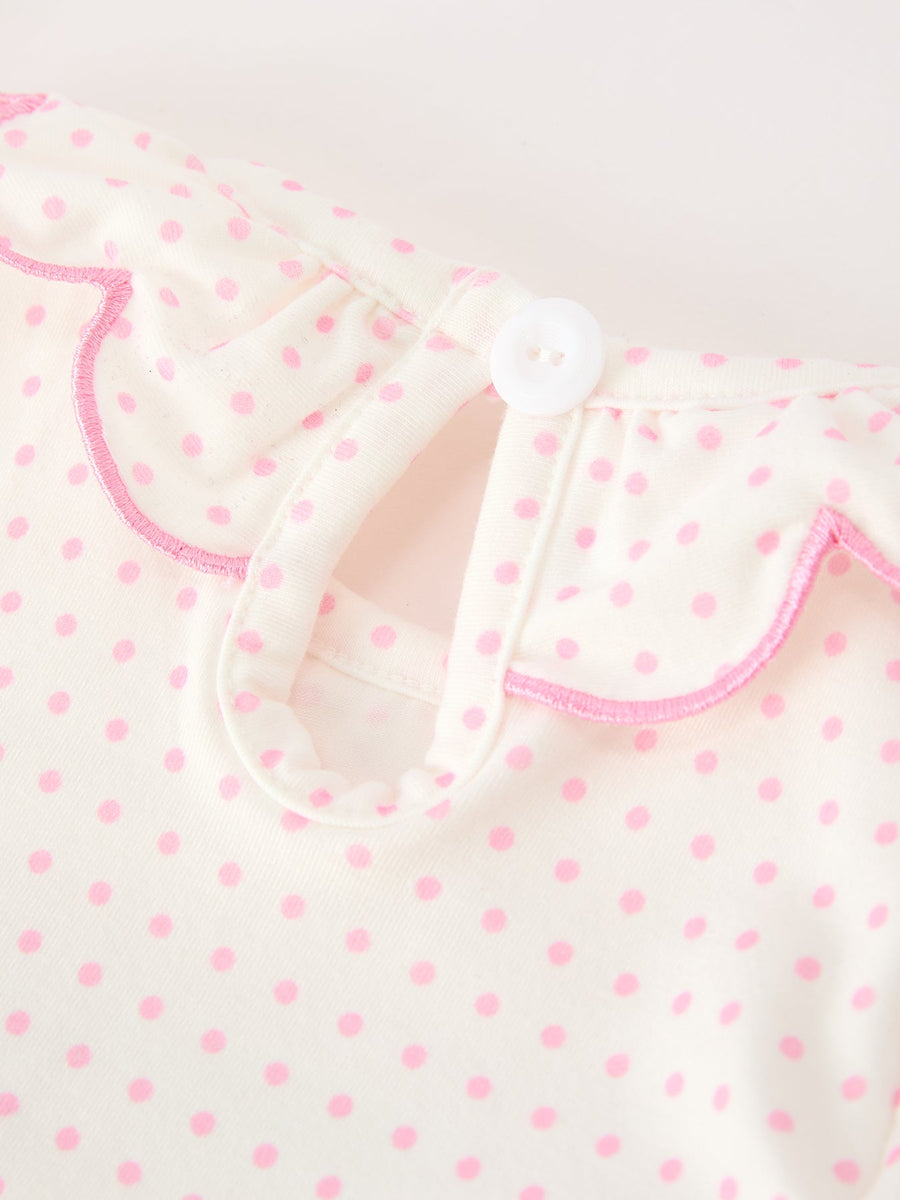 Christmas Smocked Baby Girl Bubble Romper Embroidered Ruffle Collar