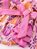 Halloween Thanksgiving Pumpkin Girls Romper with Ruffle Bow - 3