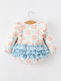 Halloween Thanksgiving Baby Girls Pumpkin Bow Ruffle Bubble Romper - 2