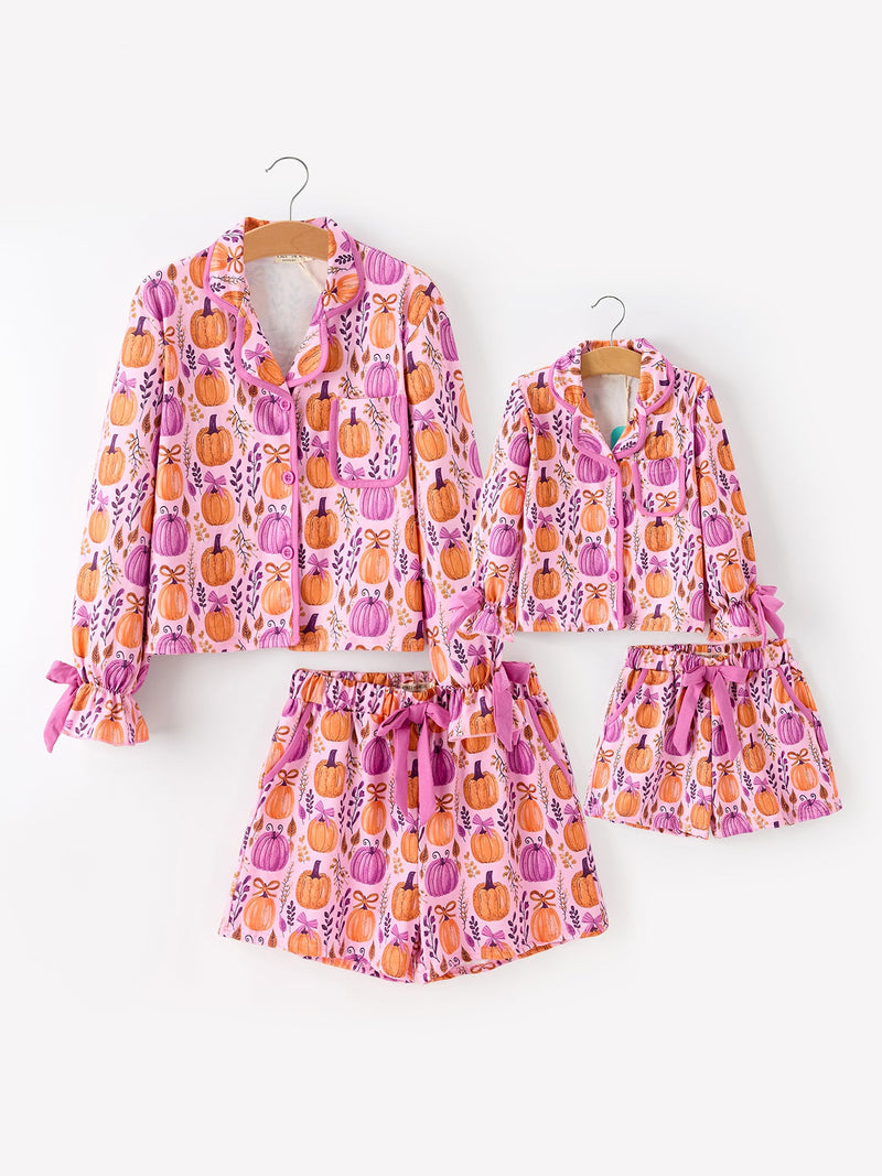 Mommy & me Halloween Pumpkin Pajama Set - 1