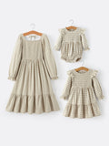 Mommy & Me Fall Plaid Dresses & Baby Bubble - 2