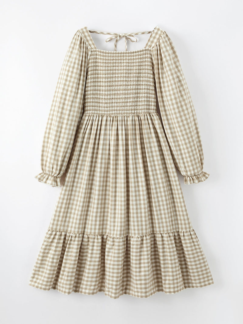 Mommy & Me Fall Plaid Dresses & Baby Bubble - 9