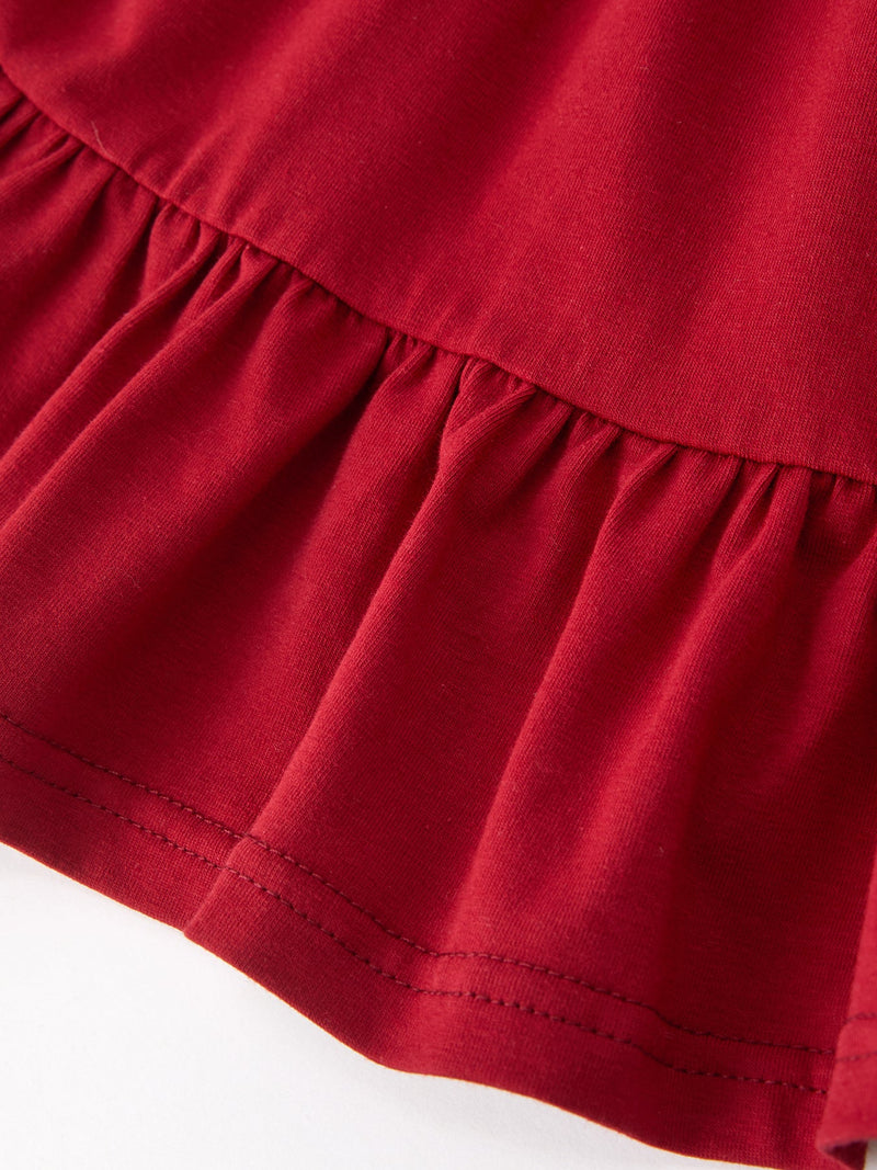 Christmas Girls Red Lace Bow Ruffle Dress - 5