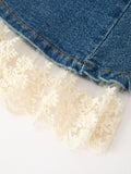 Girls Denim Lace Trim Bell Bottom Jeans - 5