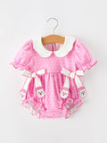 Christmas Baby Girls Santa Bow Peter Pan Collar Romper - 1