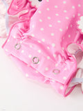 Christmas Baby Girls Santa Bow Peter Pan Collar Romper - 4