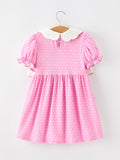 Christmas Girls Santa Bow Peter Pan Collar Dress - 2