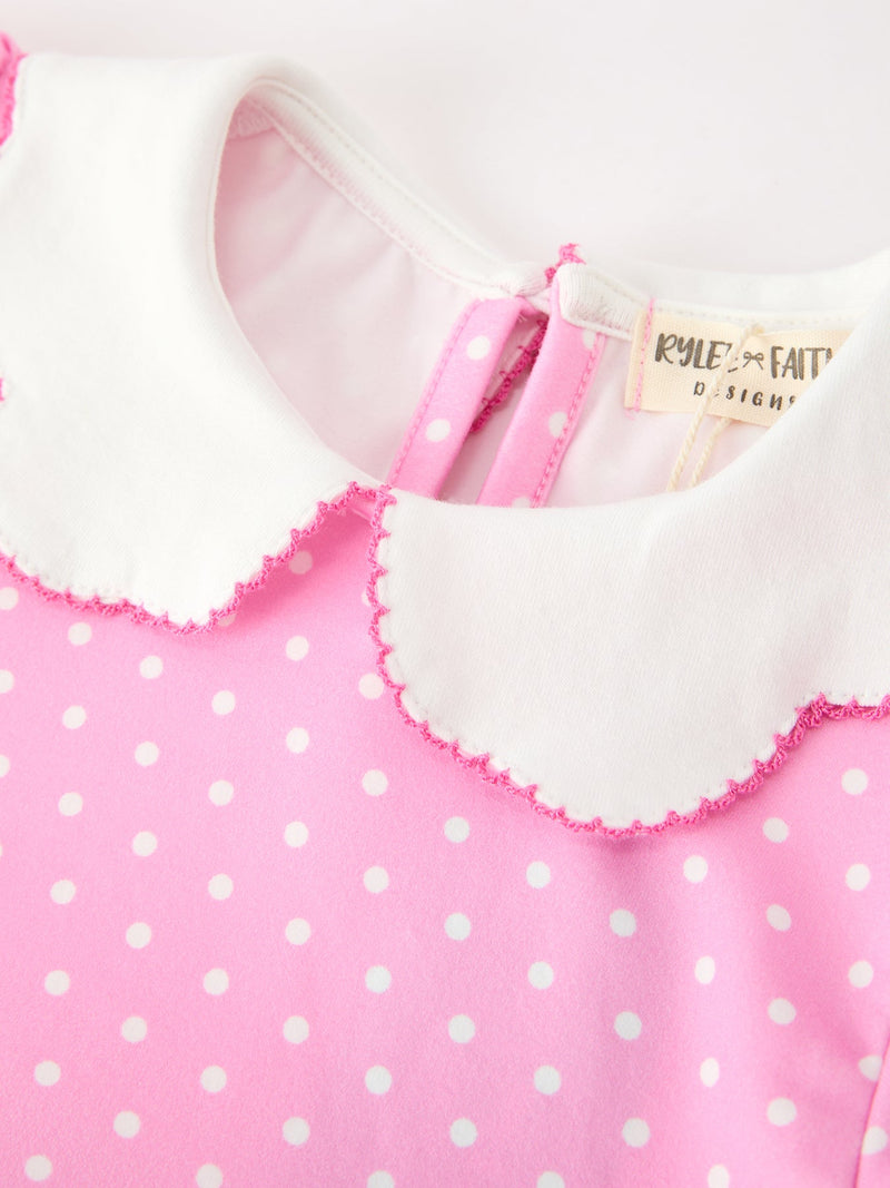 Christmas Girls Santa Bow Peter Pan Collar Dress - 3