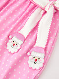 Christmas Girls Santa Bow Peter Pan Collar Dress - 4
