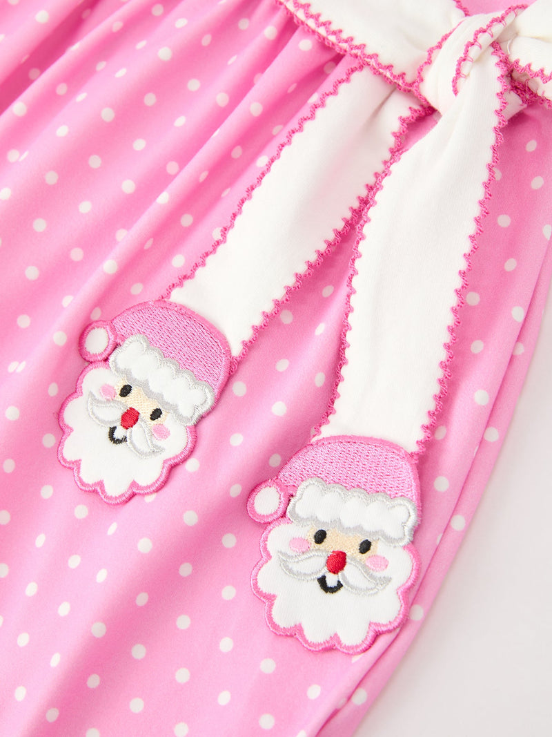 Christmas Girls Santa Bow Peter Pan Collar Dress - 4