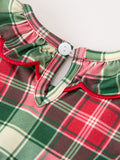 Christmas Girls Plaid Smocked Ruffle Collar Bloomer Set - 4