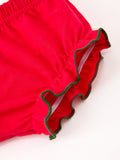 Christmas Girls Plaid Smocked Ruffle Collar Bloomer Set - 5