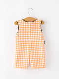 Boys Halloween Dog Pumpkin Jonjon Plaid Trim Outfit - 2