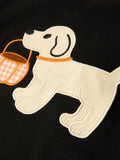 Boys Halloween Dog Pumpkin Outfit Set Plaid Pants - 4