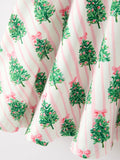 Christmas Girls Pink Stripe Tree Bow Twirl Dress - 5