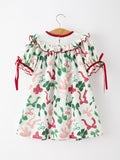 Christmas Girls Holly Jolly Bow Smocked Ruffle Dress - 2