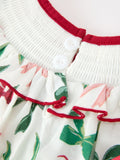 Christmas Girls Holly Jolly Bow Smocked Ruffle Dress - 4