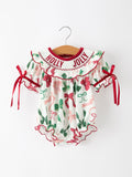 Christmas Baby Girls Holly Jolly Smocked Bubble Romper - 1
