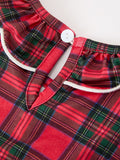 Christmas Girls Plaid Puppy Smocked Ruffle Collar Dress - 5