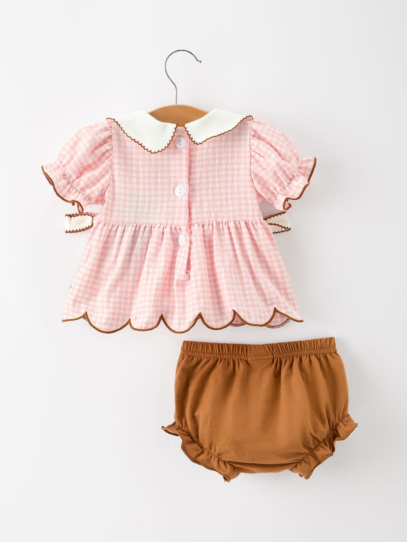 Christmas Girls Gingerbread Peter Pan Collar Bloomer Set - 2