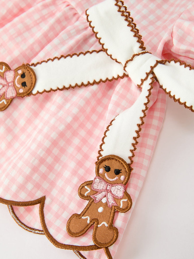 Christmas Girls Gingerbread Peter Pan Collar Bloomer Set - 3