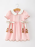 Christmas Girls Gingerbread Peter Pan Collar Dress - 1