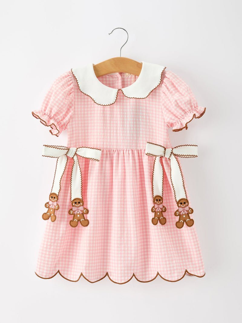 Christmas Girls Gingerbread Peter Pan Collar Dress - 1