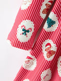 Christmas Girls' Santa and Tree Striped Dress - 4