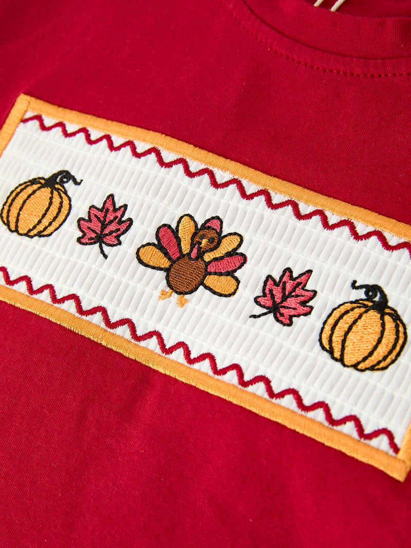 Boy Thanksgiving Pumpkin Turkey Maple Leaf Outfit Set - 4