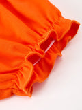Fall Girls Pumpkin Appliqué Peter Pan Collar Bloomer Set - 5