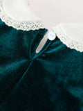 Baby Girls Emerald Green Velvet Peter Pan Collar Christmas Romper - 6