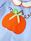 Fall Girls Pumpkin Appliqué Peter Pan Collar Bloomer Set - 3