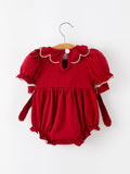 Baby Girls Christmas Reindeer Smocked Bubble Romper - 2