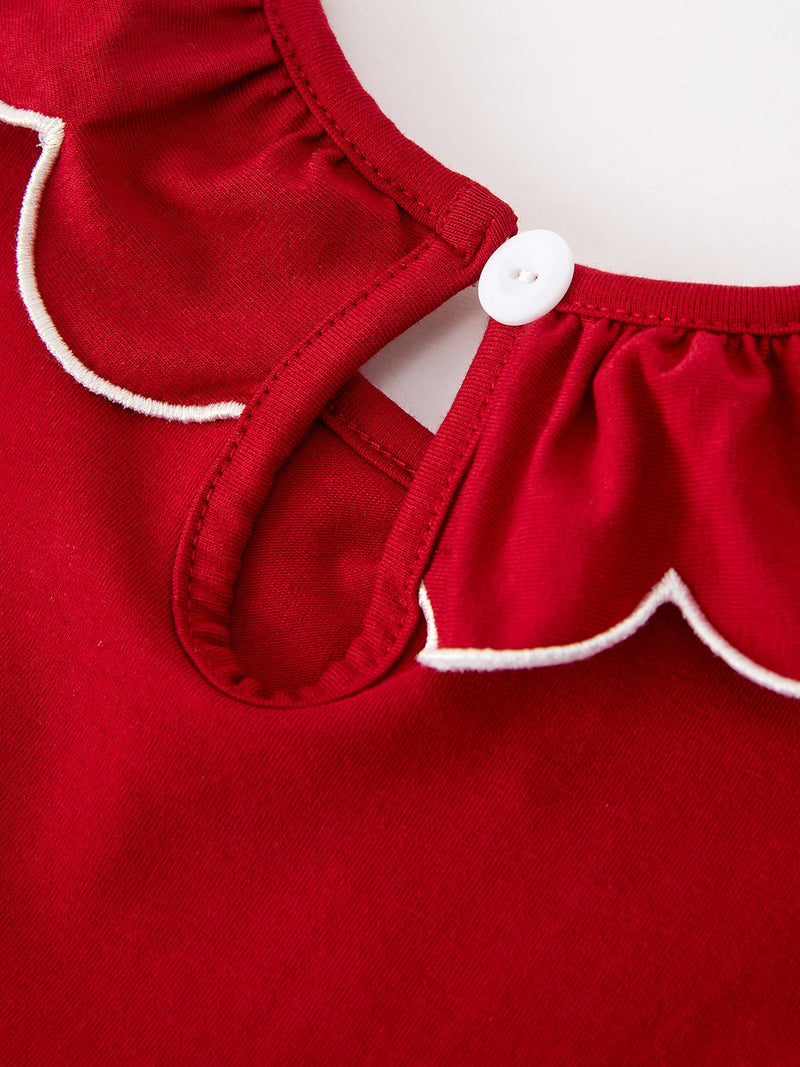 Girls Christmas Reindeer Smocked Red Bow Dress - 9
