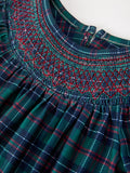 Girls Christmas Plaid Smocked Bubble Romper - 3