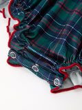 Girls Christmas Plaid Smocked Bubble Romper - 4
