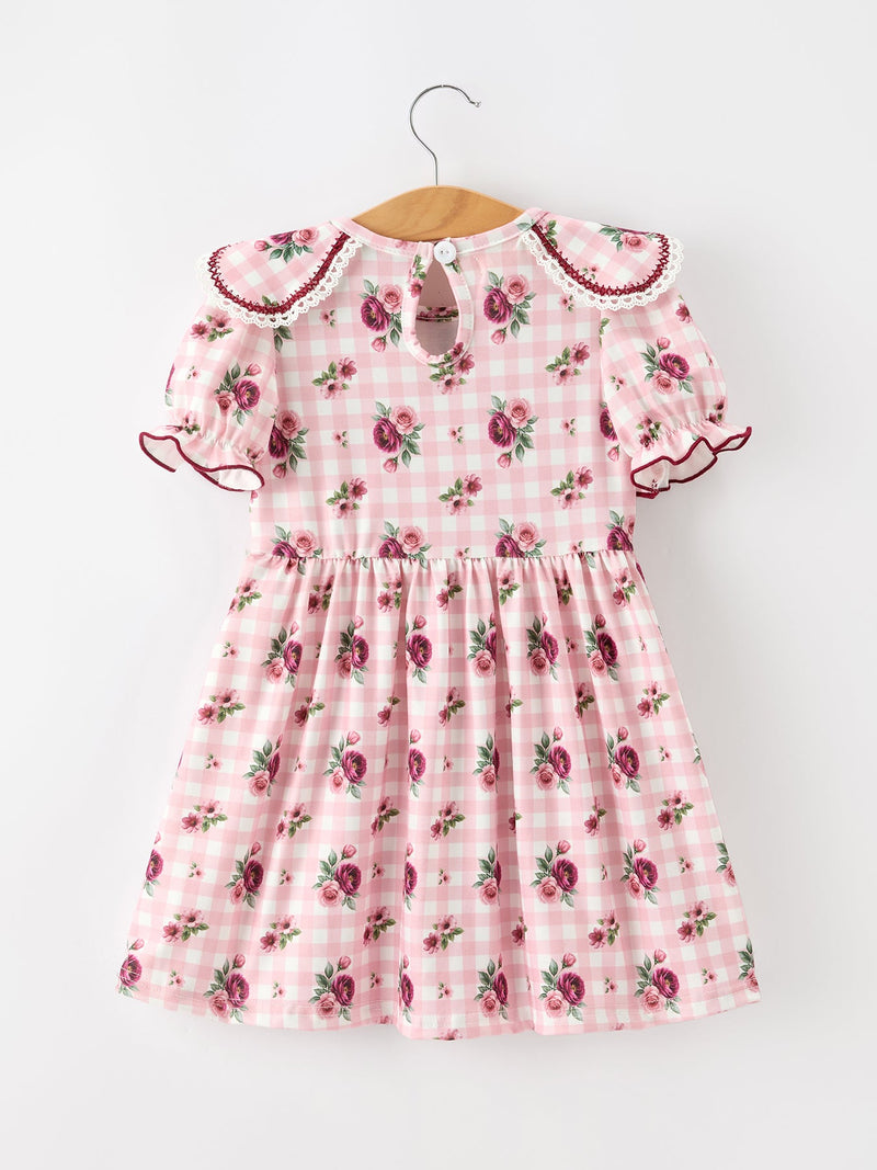 Fall Toddler Girls Vintage Smocked Floral Dress - 2
