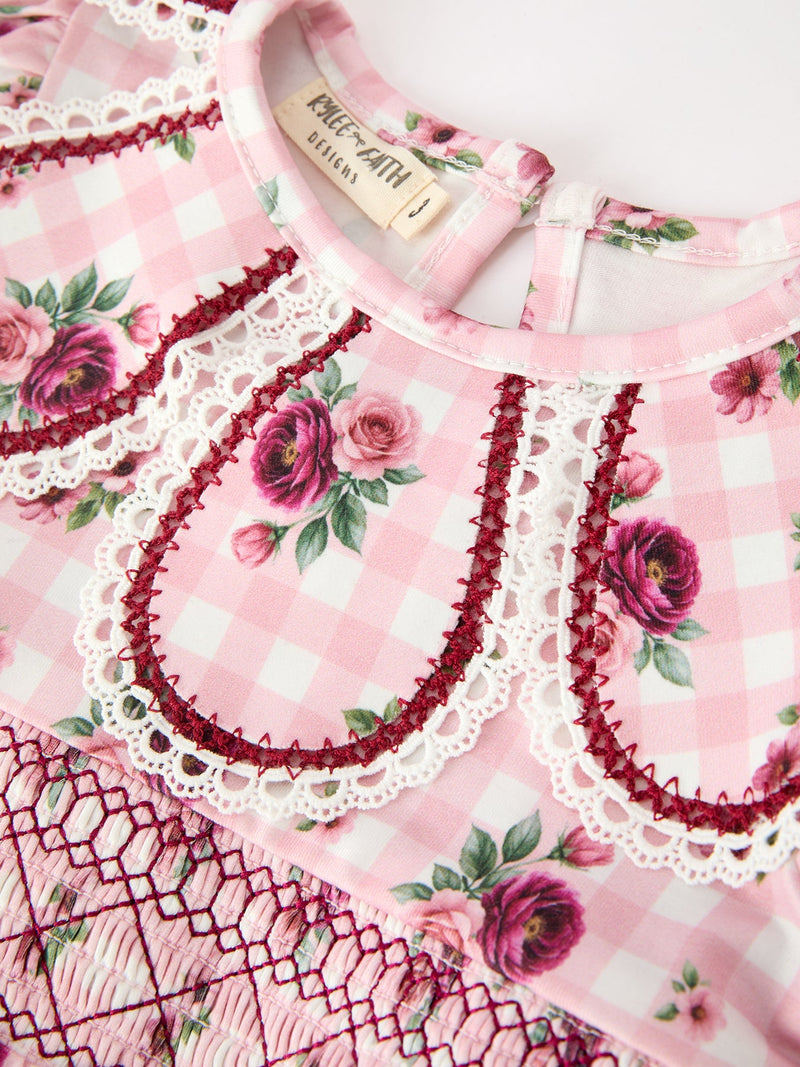 Fall Toddler Girls Vintage Smocked Floral Dress - 3