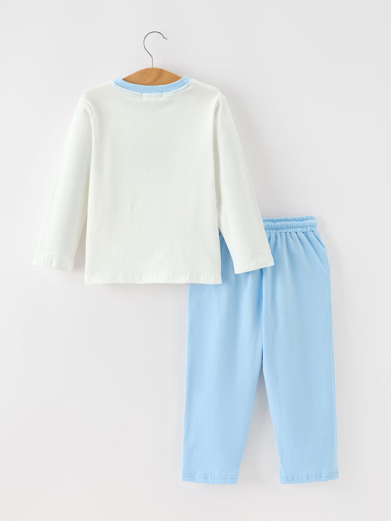 Christmas Nativity Embroidered Boys Long Sleeve Top And Pants Set - 2