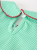 Christmas Girls Green Plaid Smocked Bow Bubble Romper - 4