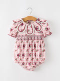 Fall Baby Girls Vintage Smocked Floral Romper - 1