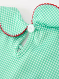 Christmas Girls Green Plaid Smocked Bow Peter Pan Collar Dress - 5